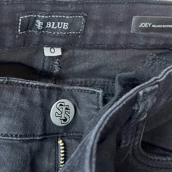STS Blue Joey Relaxed Boyfriend Fit Skinny Straight Jeans Solid Black Low Rise 0 - Picture 6 of 8